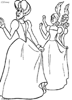 coloriage Cendrillon sa martre et ses belles soeurs